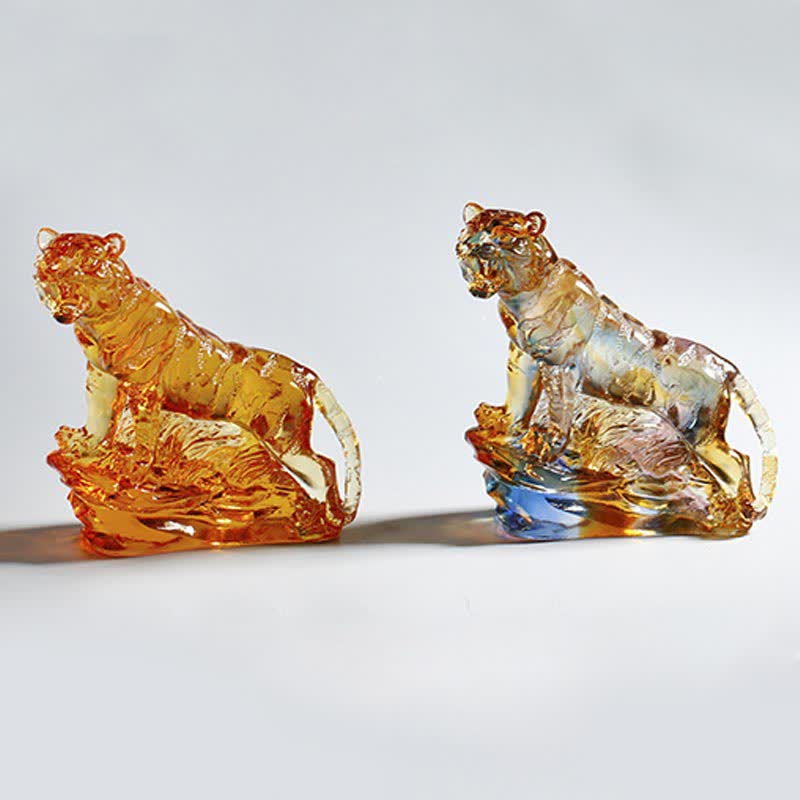 Figur Tiger Liuli Kristall Schutz Feng Shui
