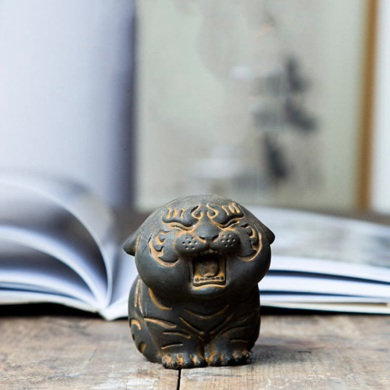 Figur Tiger Mini Rost Resin Deko Feng Shui