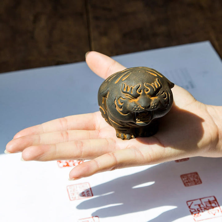 Figur Tiger Mini Rost Resin Deko Symbol