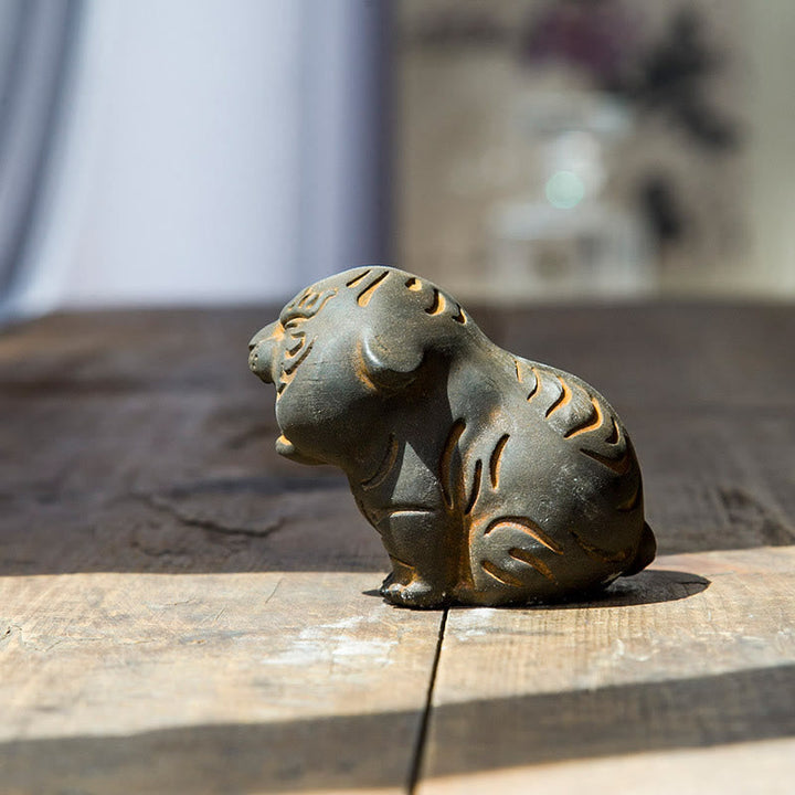 Figur Tiger Mini Rost Resin Deko Wohnzimmer