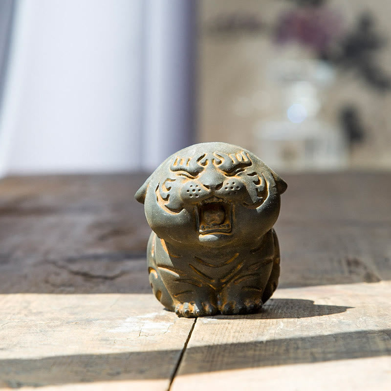 Figur Tiger Mini Rost Resin Deko