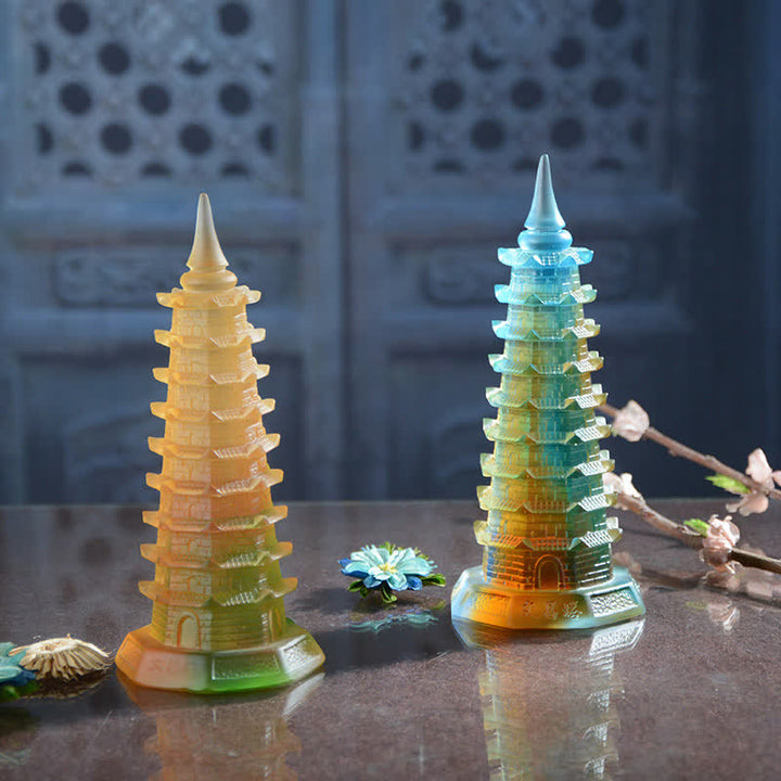 Figur Wenchang Turm Liuli Pagode Glücksbringer