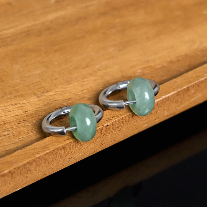 Jade Ohrringe Titanstahl grün Boho Schmuck spirituell Ohrhänger Naturstein
