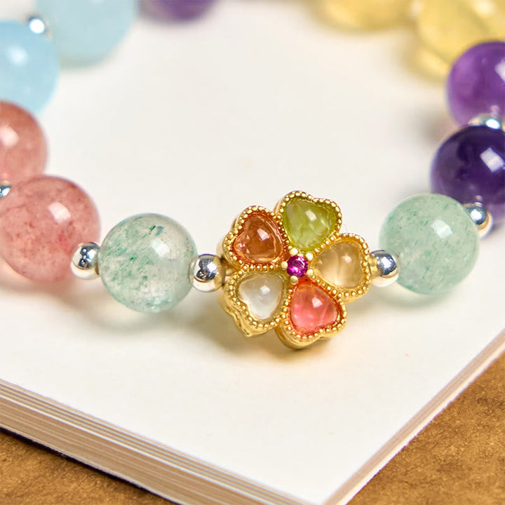 Bunte Schlüsselanhänger Edelstein Blume Perlen Glücksbringer spirituell Schmuck Accessoire