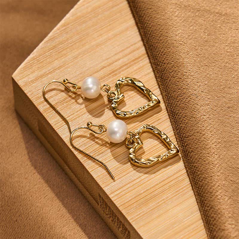 Ohrringe Perlen Herz gold Ohrhänger Boho Schmuck spirituell elegant