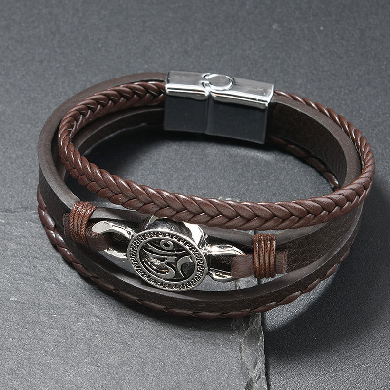 Armband Om Graviert Layered Geflochten