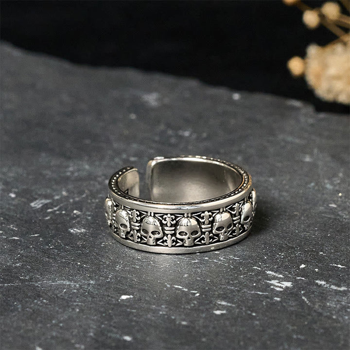 Silber Ring mit Schädel Muster Neuanfang Kraft Energie Schmuck