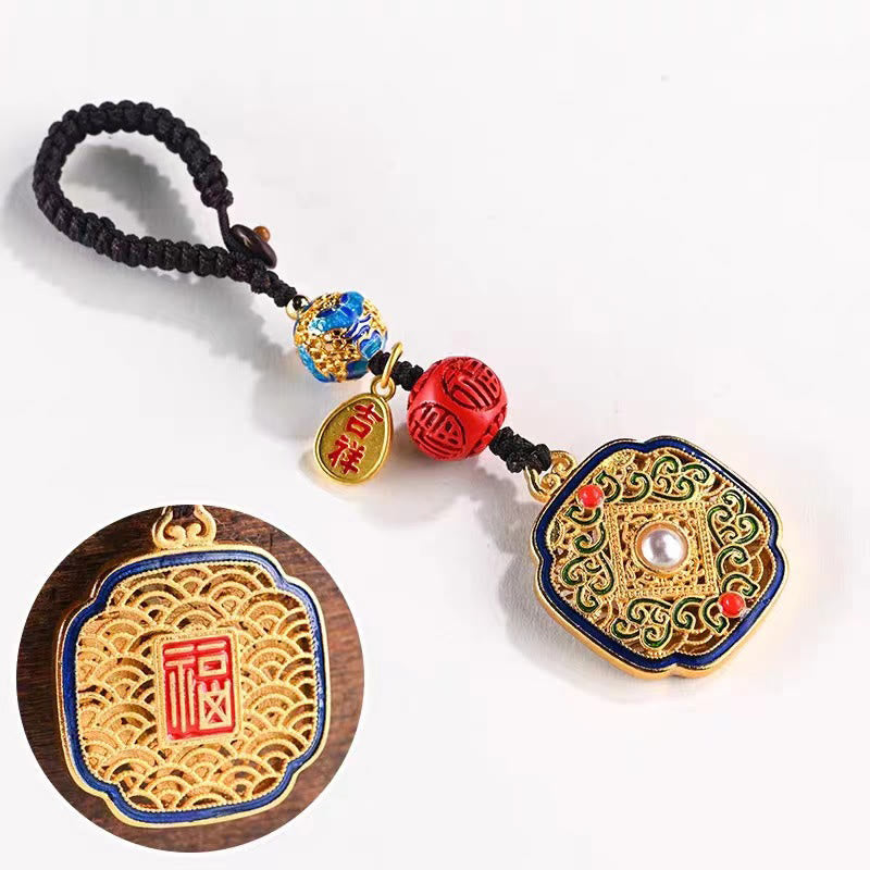 Fu Ruyi Schlüsselanhänger Glücksbringer Feng Shui Wohlstand spirituell Cinnabar