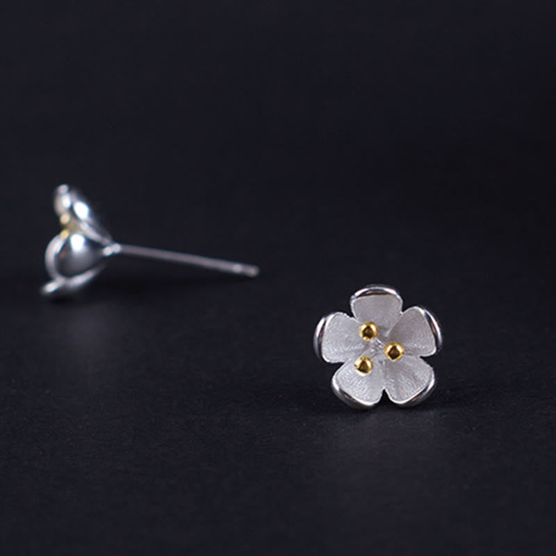 Blüten Ohrringe Sterlingsilber Goldene Staubblätter zarter Boho Schmuck spirituell