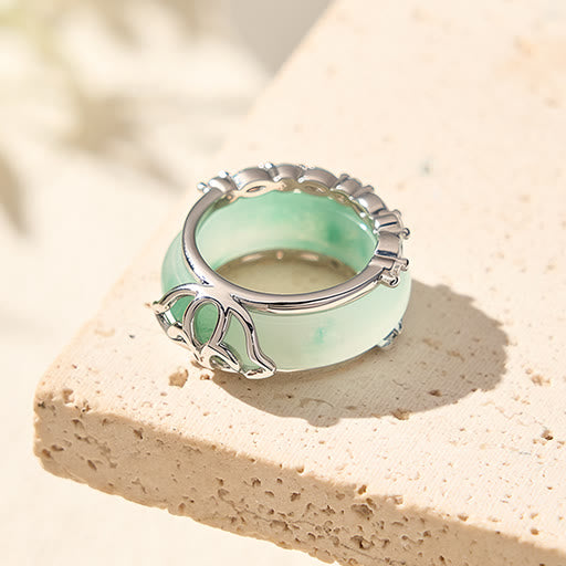 Ring Kupfer Filigran mit grünem Jade Stein Kunsthandwerk