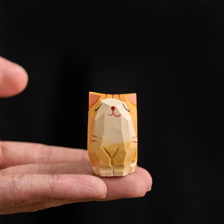 Schlüsselanhänger Katze Lindenholz Handgeschnitzt niedlich orange Glücksbringer Geschenk