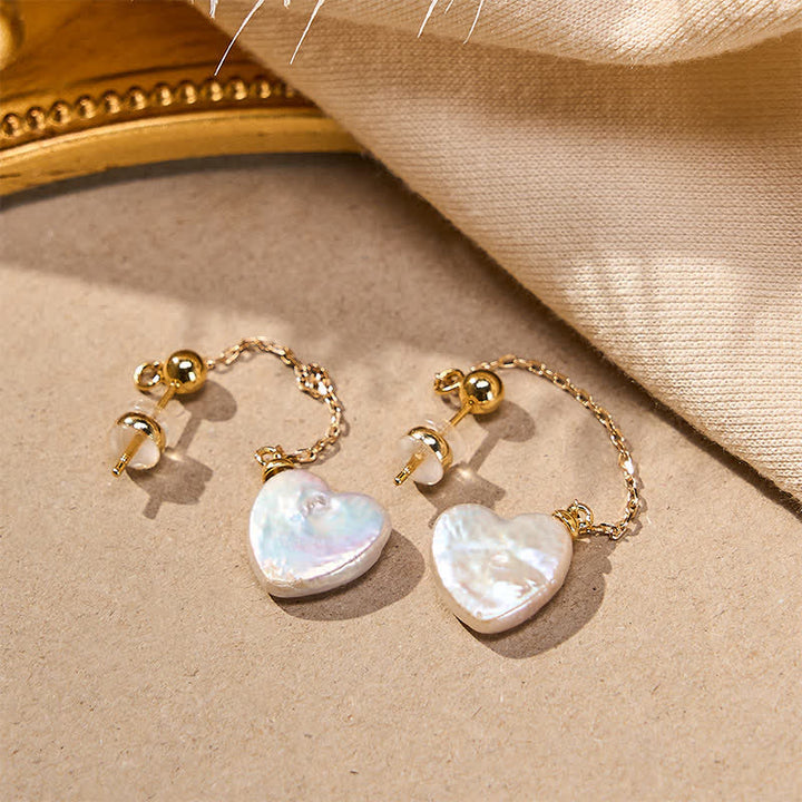 Ohrringe Perlen Herz Optimismus Gold Boho Schmuck spirituell Ohrhänger