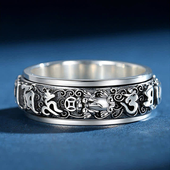 Pixiu Kupfer Ring mit Om Mani Padme Hum Fengshui Glück Schutz Kraft