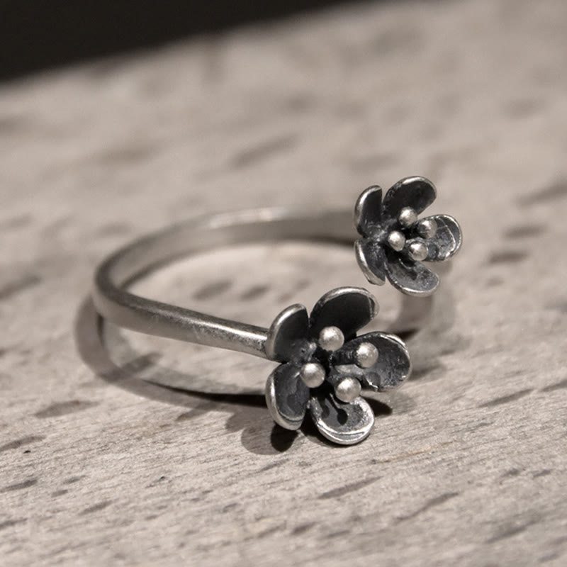 Ring 925 Silber mit doppeltem Blumen Motiv elegant zeitlos