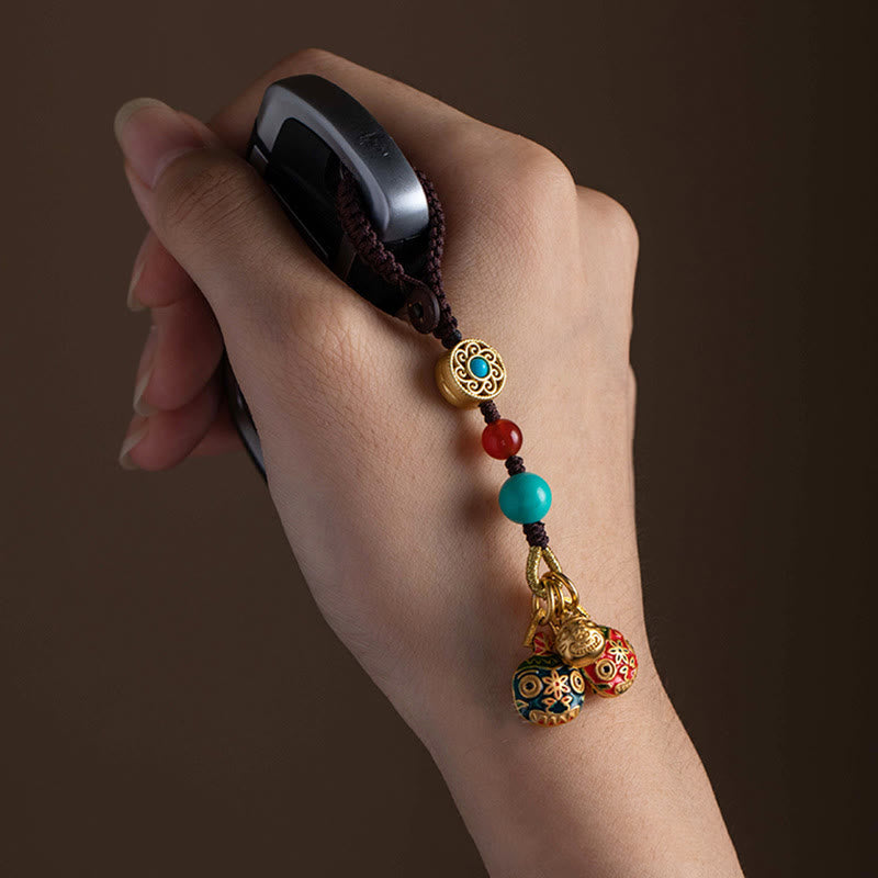 Schlüsselanhänger Goldschluckbestie Cloisonné Perlen Feng Shui Glücksbringer Wohlstand spirituell