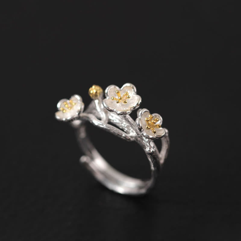 Ohrringe Silber Pflaumenblüte filigran Boho Schmuck spirituell Blütenzweig elegant