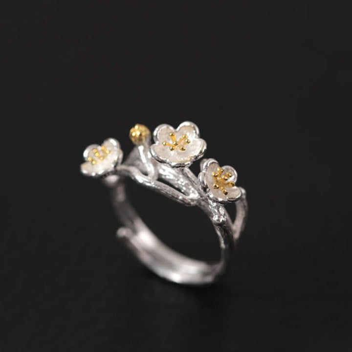 Ohrringe Silber Pflaumenblüte filigran Boho Schmuck spirituell Blütenzweig elegant