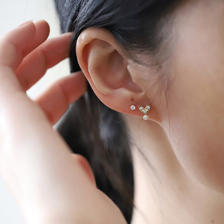 Ohrringe Perle Silber Herz getragen Aufrichtigkeit Boho Schmuck spirituell