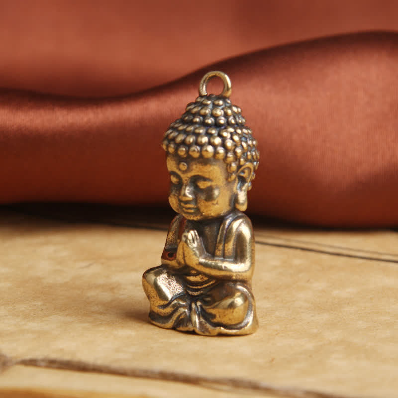 Buddha Schlüsselanhänger Kupfer Mitgefühl Anhänger spirituell meditierend Glücksbringer