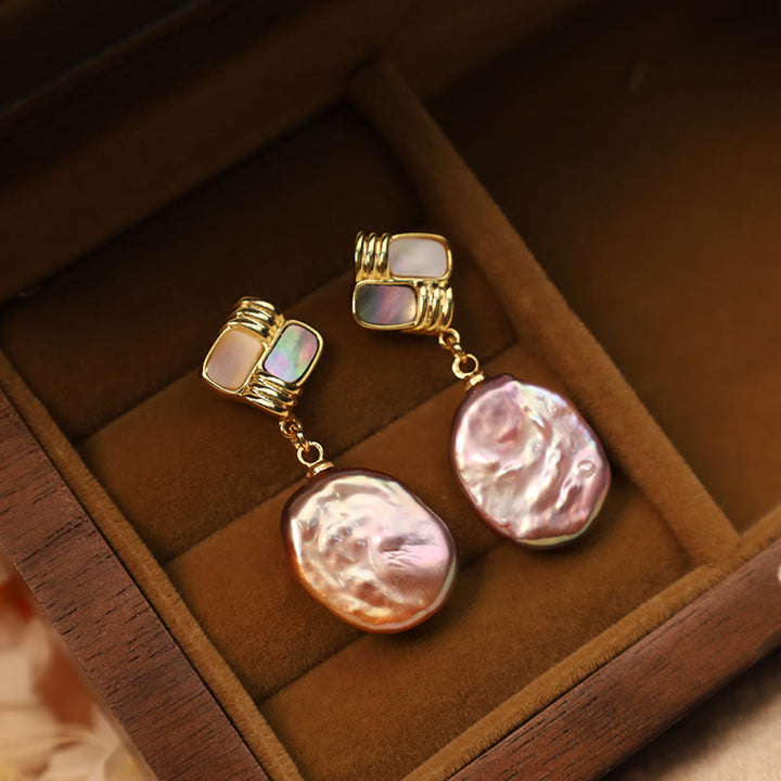 Ohrringe Barockperle Silber Gold rosa Perlmutt Boho Schmuck elegant