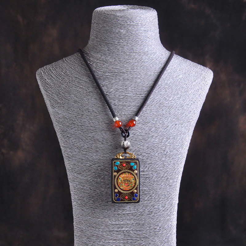 Ethnic Kette rote Achate goldfarbener Anhänger tibetanisches Design Schmuck