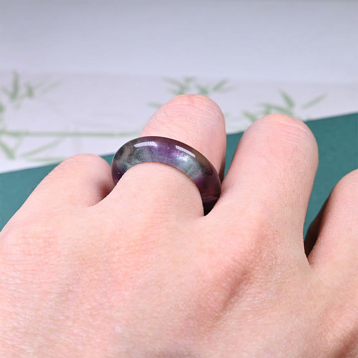 Ring Fluorit – Schutz Stein violett getragen Energie Harmonie Meditation