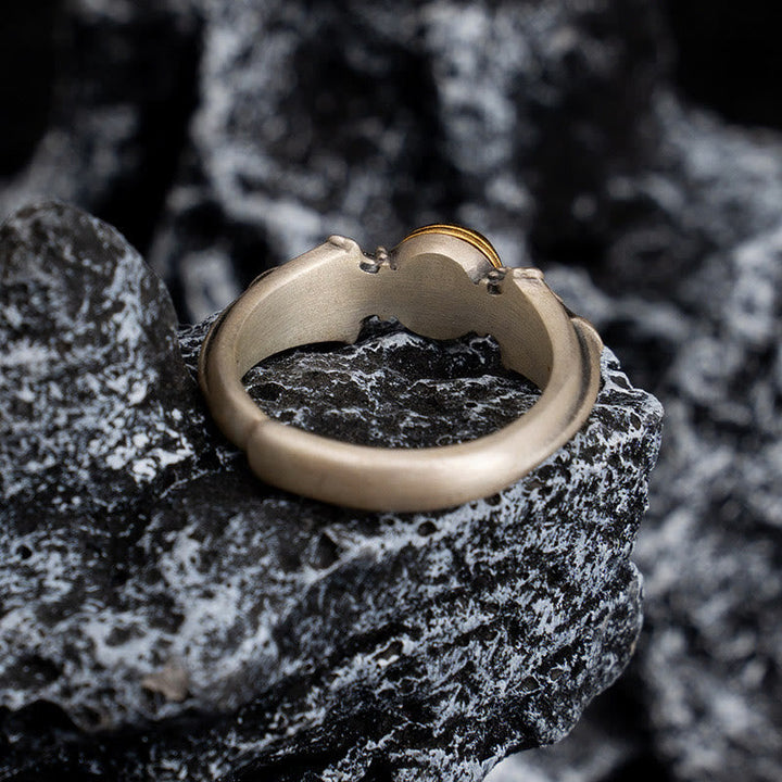 Ring 925 Silber Om Mani Padme Hum Frieden auf Steinen