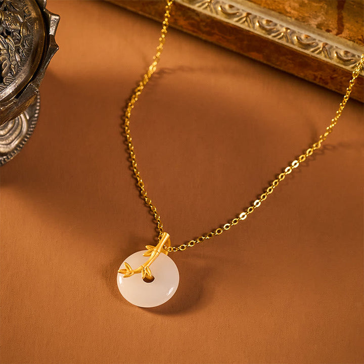 Weiße Jade Kette goldener Buddha Schließe Stein Anhänger Frieden