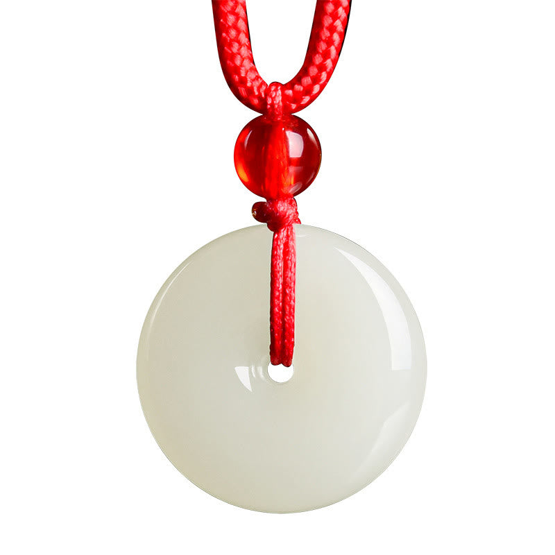 Jade Buddha Kette rote Schnalle weiße Perle Anhänger Frieden