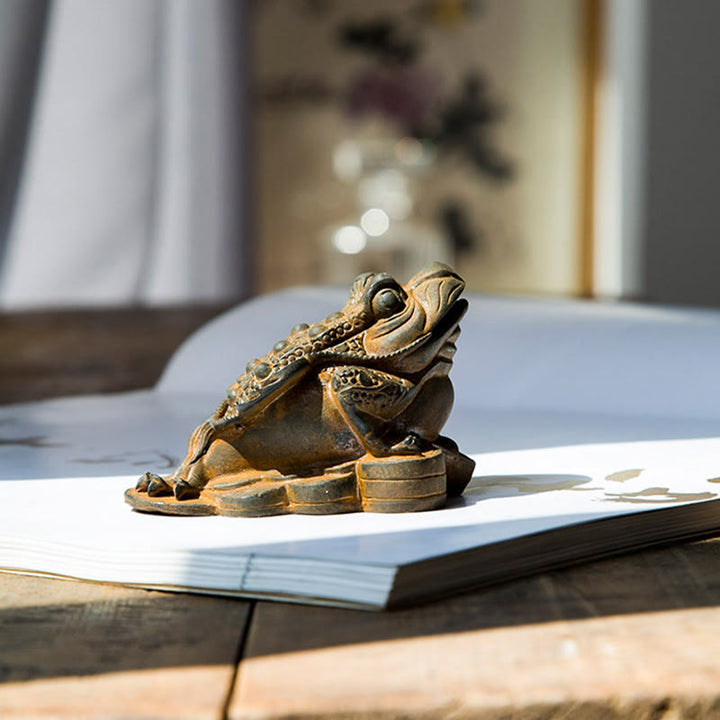 Frosch Dekofigur Feng Shui Münzen Glücksbringer