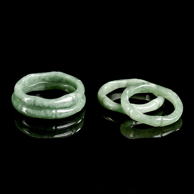 Grüne Jade Ringe Ring Jade Bambus – Fülle Fengshui Glück