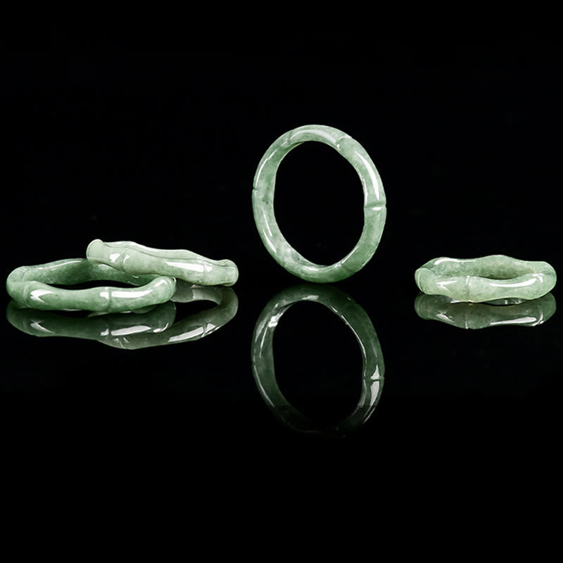 Ring Jade Bambus – Fülle grüne Stein Ringe Feng Shui Glück Schutz