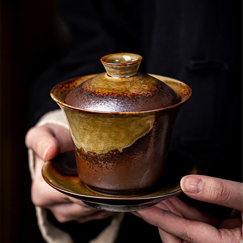 Gaiwan Sancai Vintage Braun Keramik Geschenk