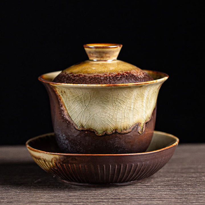 Gaiwan Sancai Vintage Braun Keramik Matcha