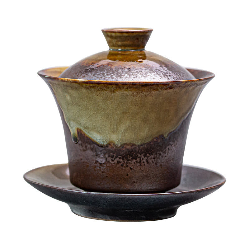 Gaiwan Sancai Vintage Braun Keramik Teezeremonie