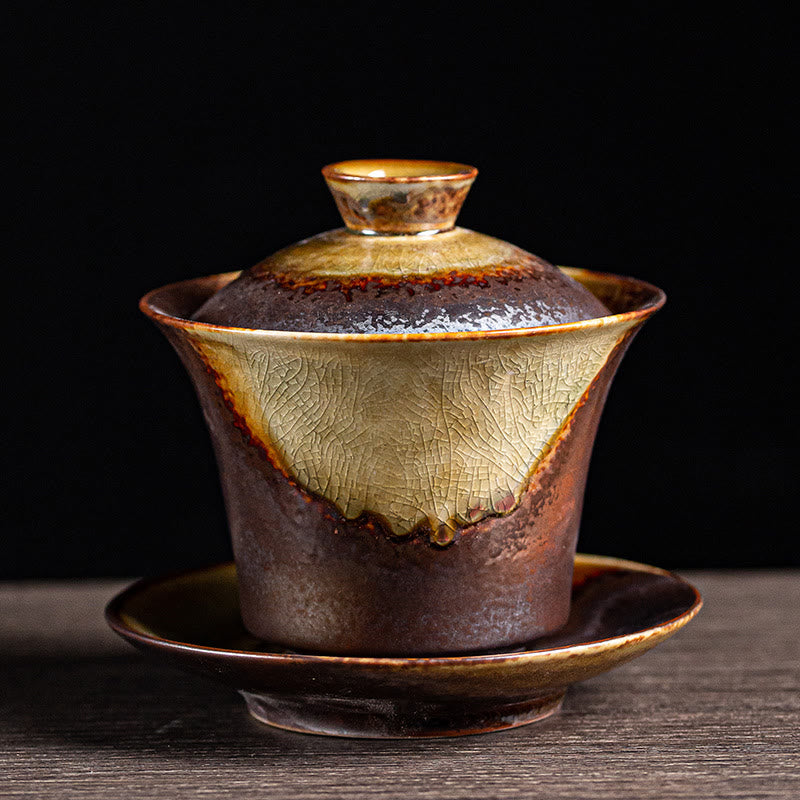 Gaiwan Sancai Vintage Braun Keramik