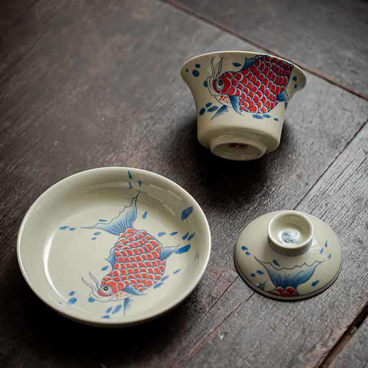 Gaiwan Koi Arowana Sancai Keramik 130ml Matcha