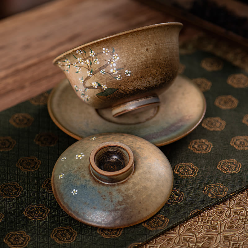 Gaiwan Porzellan Hanfu Mädchen Sancai Blüten Deko