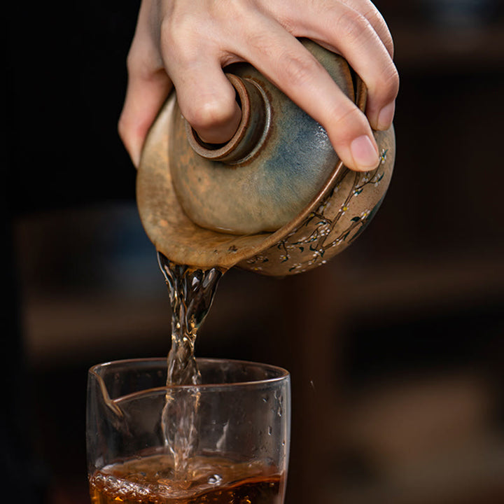 Gaiwan Porzellan Hanfu Mädchen Sancai Blüten Geschenk