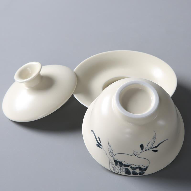 Gaiwan Sancai Keramik Lotus Granatapfel Deko