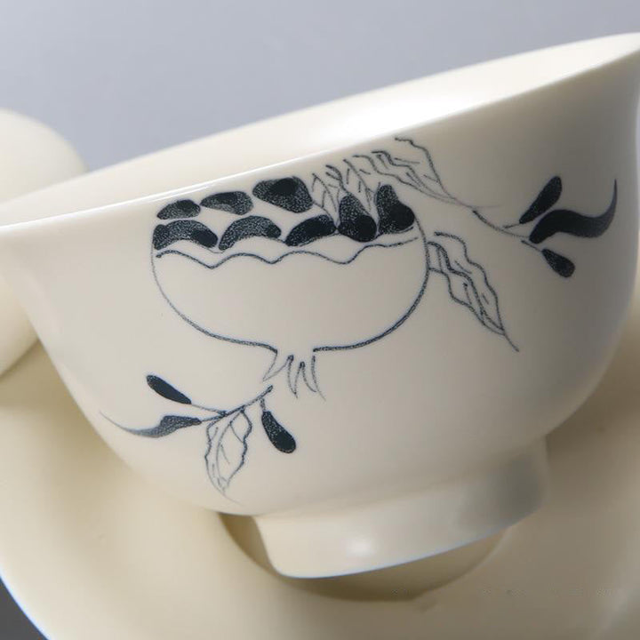 Gaiwan Sancai Keramik Lotus Granatapfel Geschenk