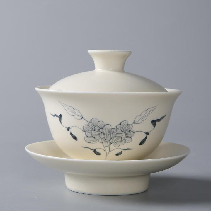 Gaiwan Sancai Keramik Lotus Granatapfel Matcha