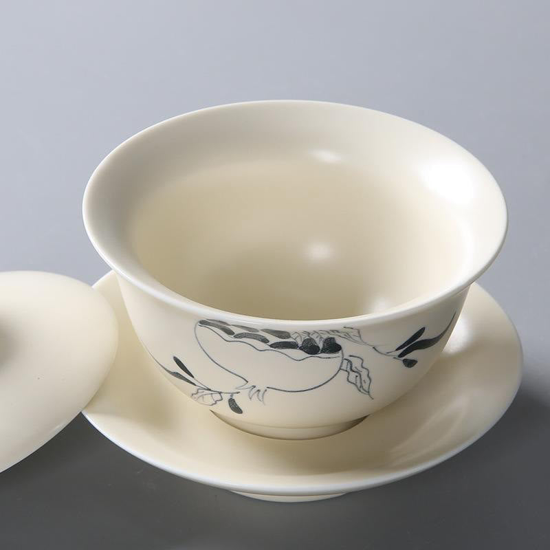 Gaiwan Sancai Keramik Lotus Granatapfel Porzellan