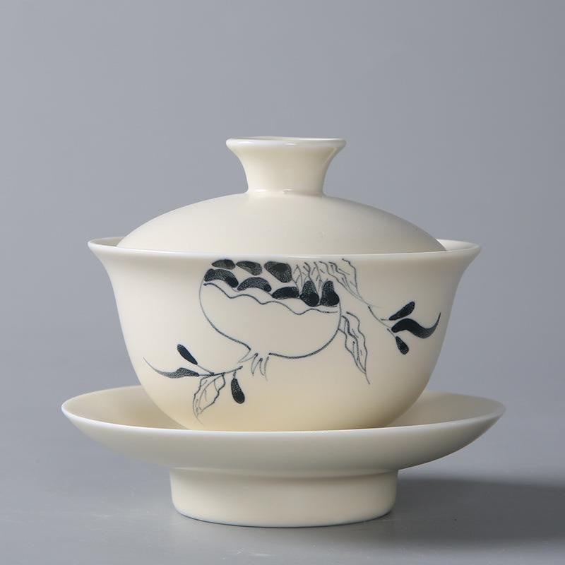 Gaiwan Sancai Keramik Lotus Granatapfel