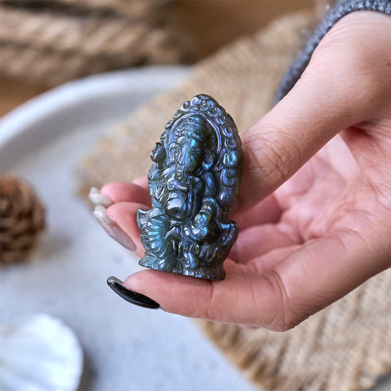 Ganesha Figur Labradorit Schutz Deko