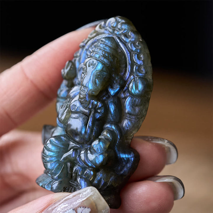 Ganesha Figur Labradorit Schutz Geschenk