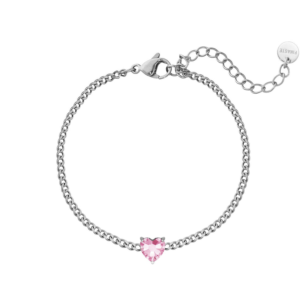 Geburtsstein Armband Silber Herz