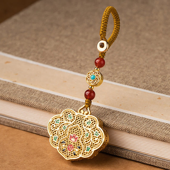 Schlüsselanhänger Fu Schloss Achat Glück Segen goldenes Amulett spirituell