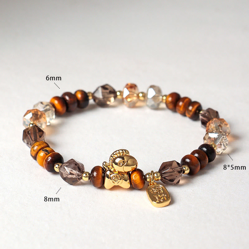 Armband Tigerauge Obsidian – Glück & Wohlstand & Energie