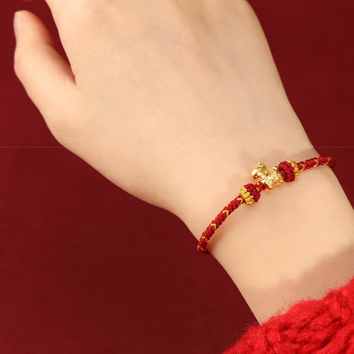 Armband 999 Gold Jahr Des Glück Energie rote Schnur Handgelenk